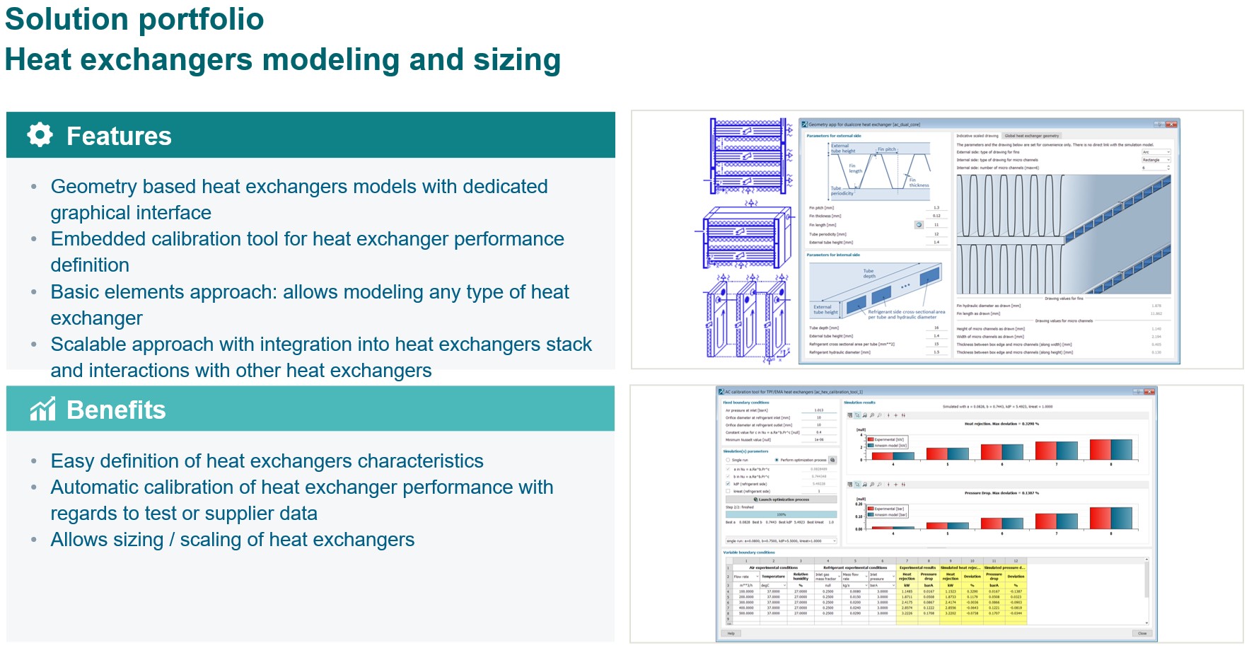 Heat exchangers modeling and sizing 솔루션 포트폴리오 — 지오메트리 기반 열교환기 캘리브레이션